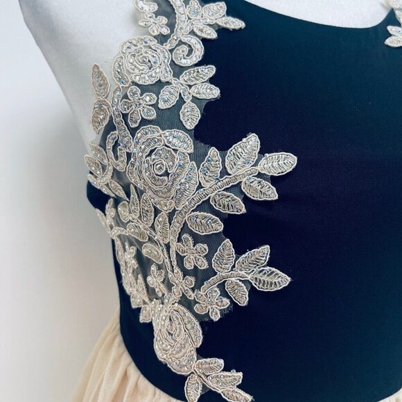 Rare Edition Dress Size 10 Women’s Lace-Trim Halter Sleeveles Beige Black New - Picture 3 of 14